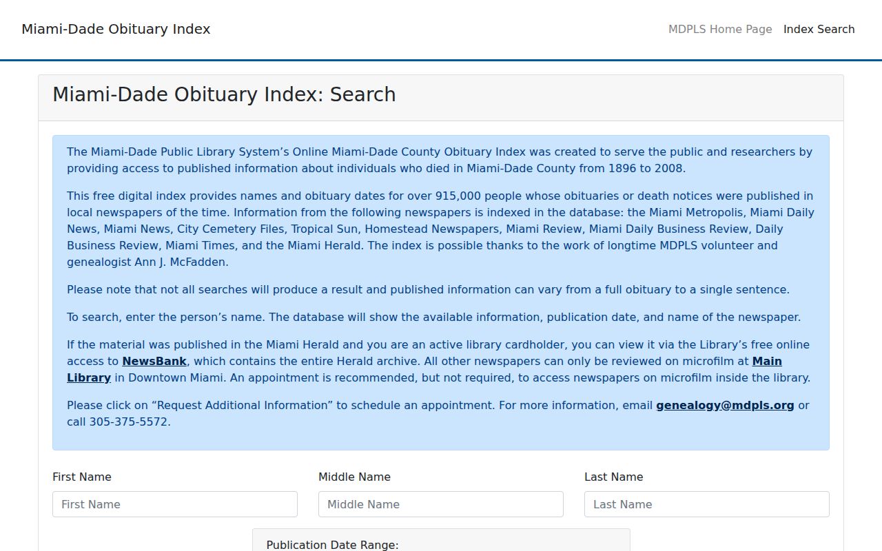 Cutler Bay city directory obituary index