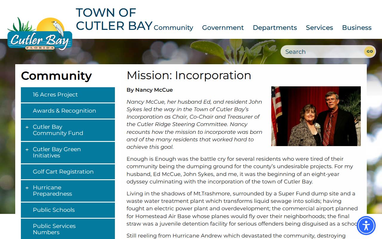 Cutler Bay incorporation history across local postal areas